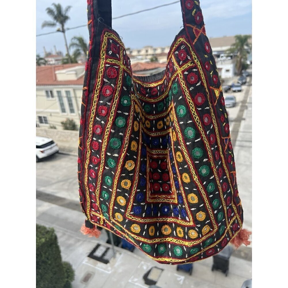 Vintage Indian Banjara tribal ethnic rabari handmade boho mirror bag colorful
